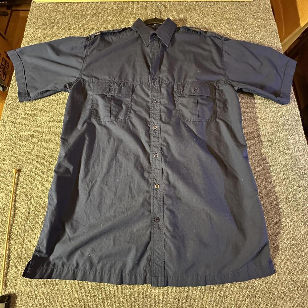 Harbor Bay Short Sleeve Button-Up Shirt - Size LT - Navy Blue‎